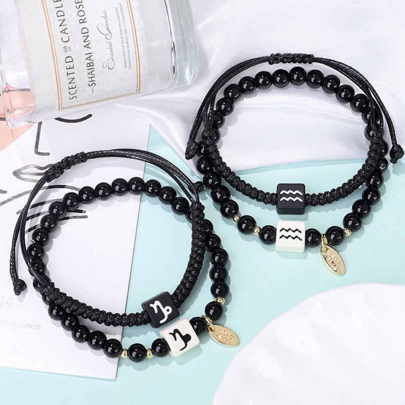 Wholesale hand-woven black and white constellation bracelet