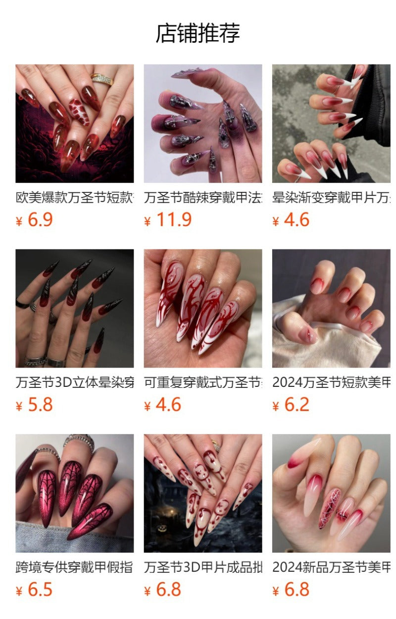 Wholesale  24 Pieces/box Halloween Spider Press-on Nails Kits Nail Stickers ACC-NS-LeFan100