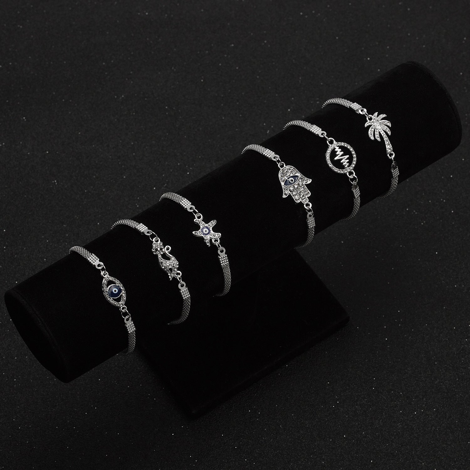 Wholesale Geometric blue eyes silver-plated bracelet