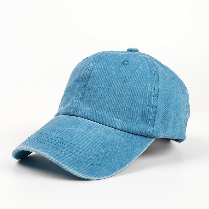 Wholesale Cotton Washed Baseball Cap Distressed Soft Top Hat Curved Brim Solid Color Cap ACC-HT-LueLan015