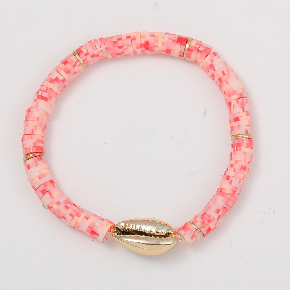 Wholesale  Bohemian Ocean  Metal Shell Bracelet Beach Colorful Soft Ceramic Bracelet