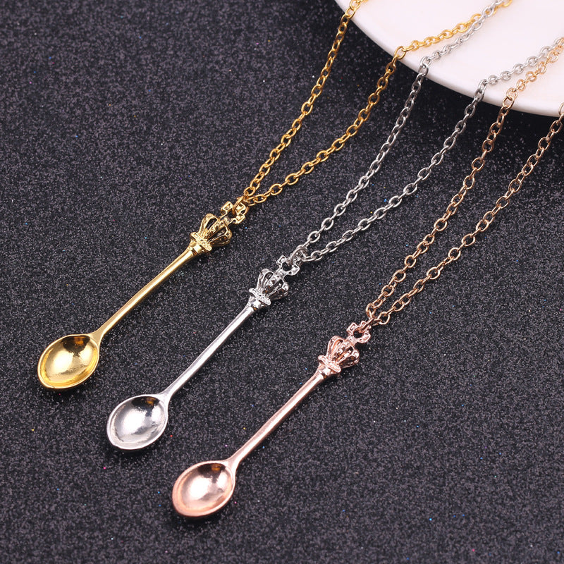 Wholesale Alloy Crown Spoon Necklaces ACC-NE-YBY002