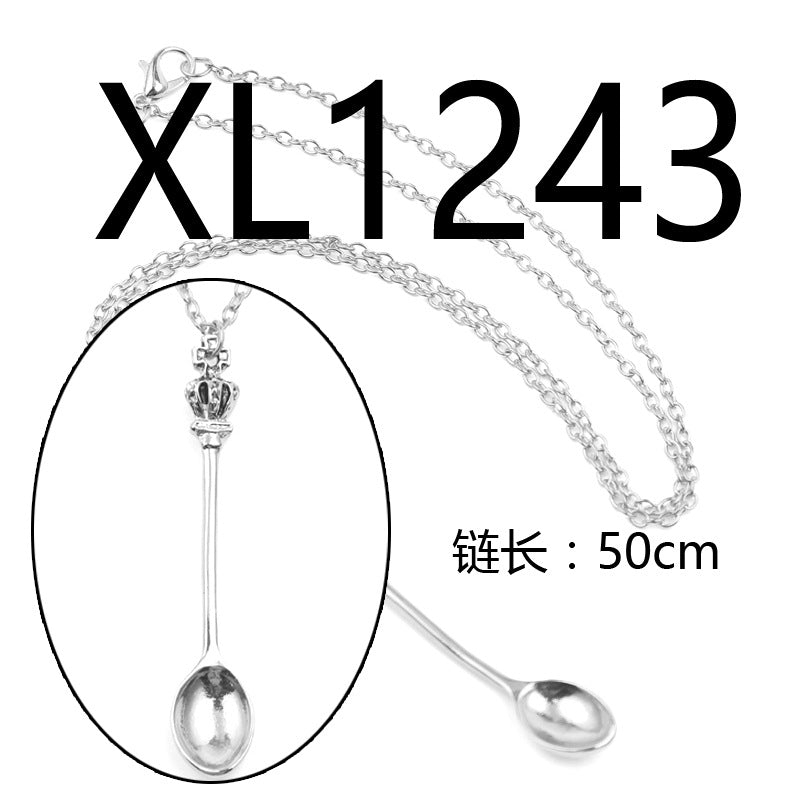 Wholesale Alloy Crown Spoon Necklaces ACC-NE-YBY002