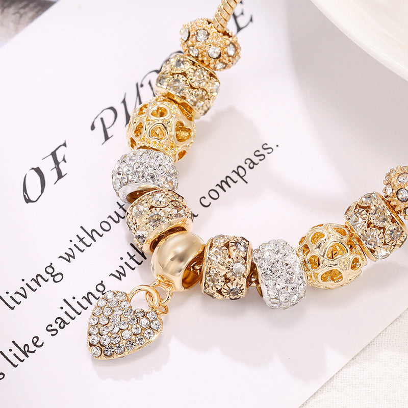 Wholesale DIY Alloy Large Hole Bead Bracelet Gold Bracelet ACC-BT-Weiy011