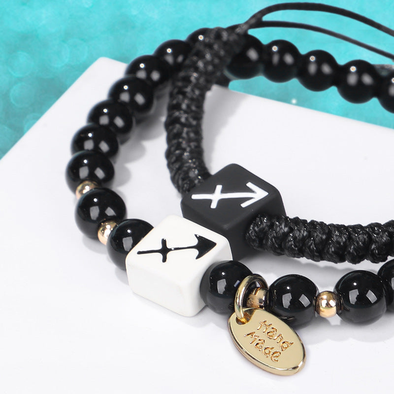 Wholesale hand-woven black and white constellation bracelet