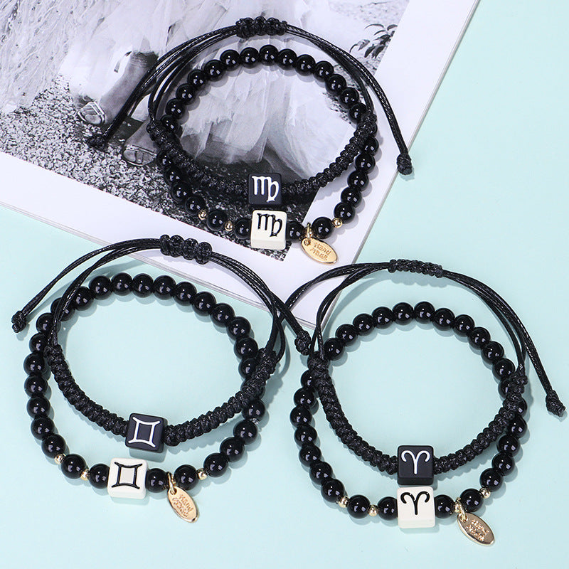 Wholesale hand-woven black and white constellation bracelet
