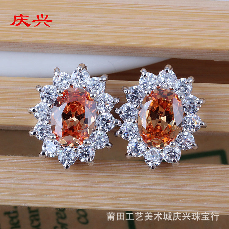 Wholesale Copper Zirconia Inlaid Earrings