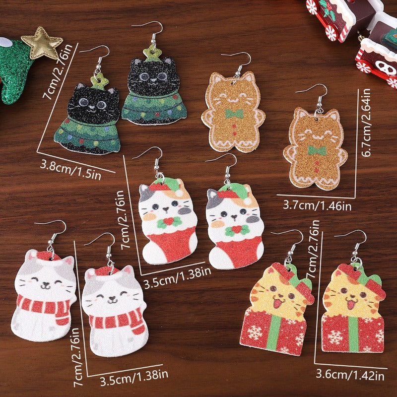 Wholesale Christmas Tree Lights Cat Earrings ACC-ES-ChuLian098