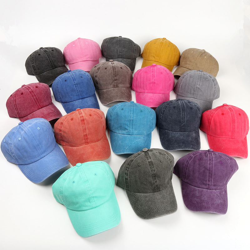 Wholesale Cotton Washed Baseball Cap Distressed Soft Top Hat Curved Brim Solid Color Cap ACC-HT-LueLan015