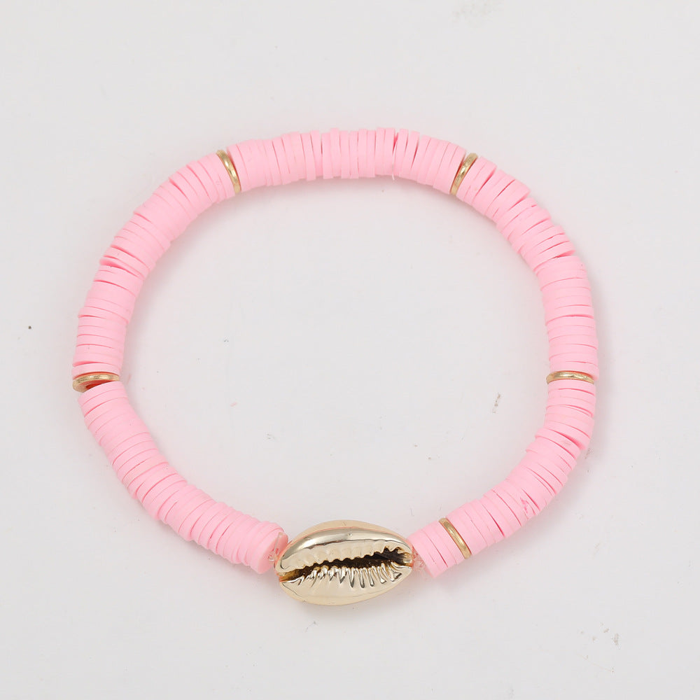 Wholesale  Bohemian Ocean  Metal Shell Bracelet Beach Colorful Soft Ceramic Bracelet