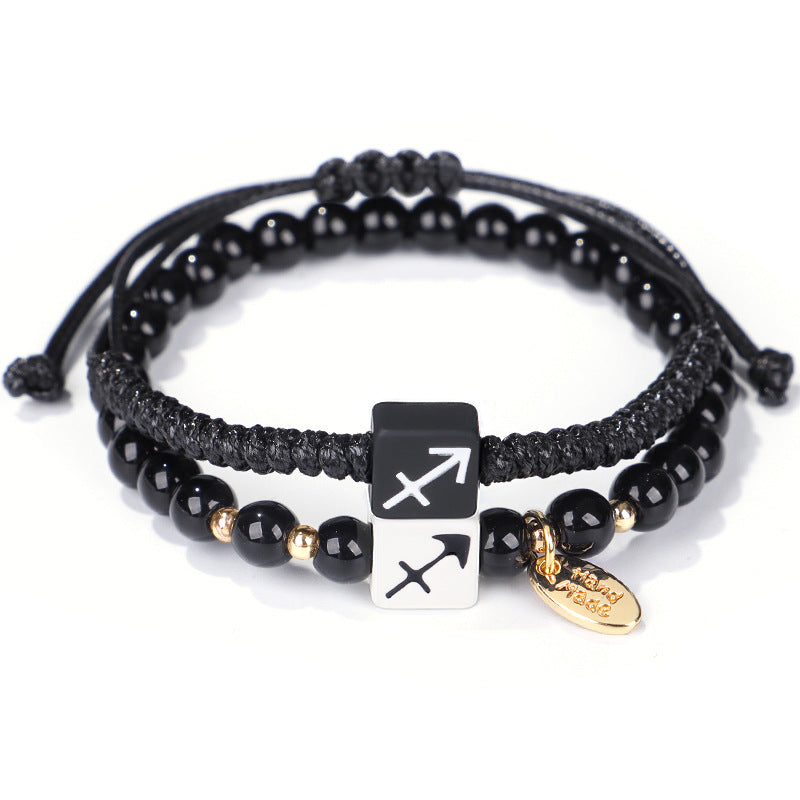 Wholesale hand-woven black and white constellation bracelet