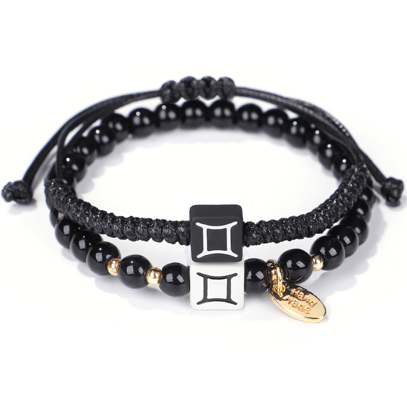 Wholesale hand-woven black and white constellation bracelet