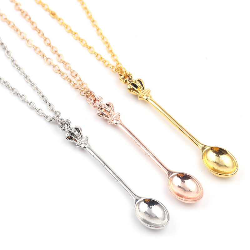Wholesale Alloy Crown Spoon Necklaces ACC-NE-YBY002