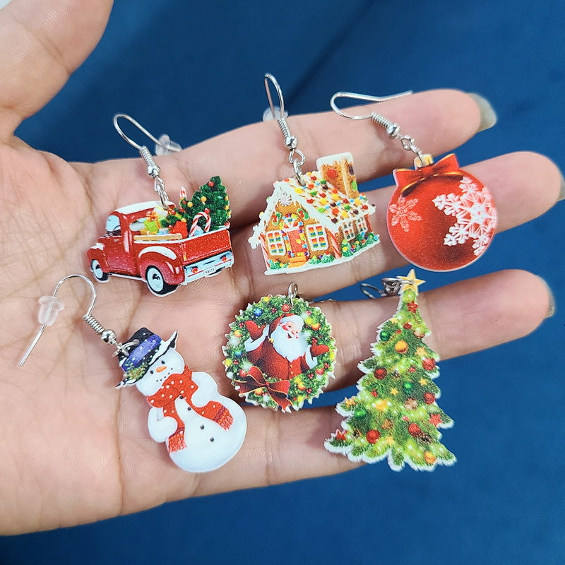 Wholesale  Santa Candy House Earrings Christmas Acrylic Earrings