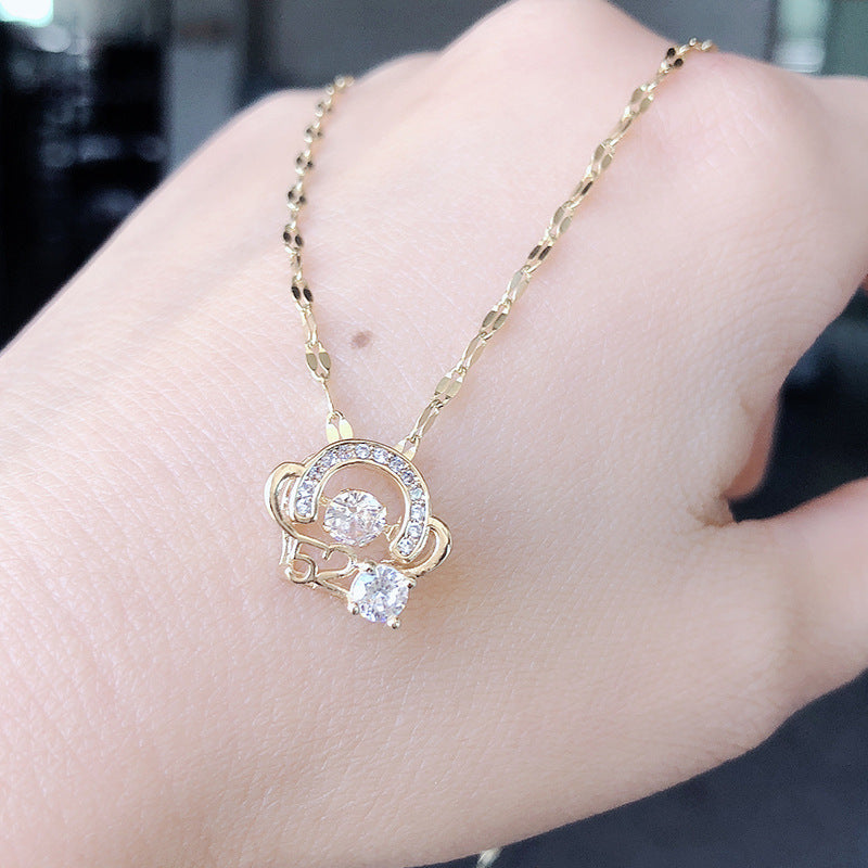 Wholesale Pendant with Diamond Rose Gold Lip Chain Titanium Steel Clavicle Chain Choker Necklace ACC-NE-Ruon002