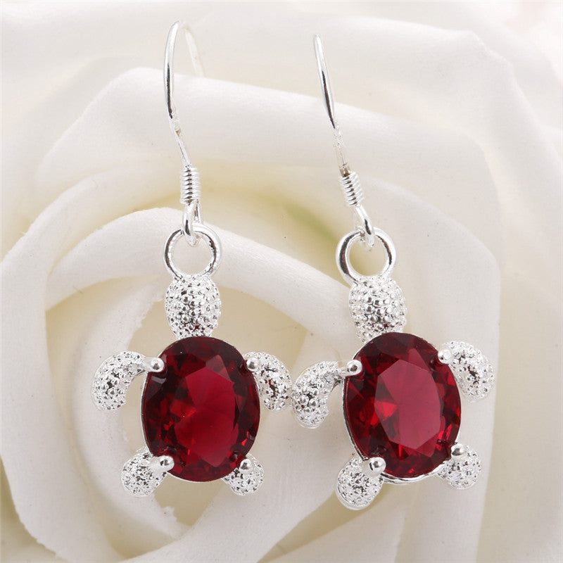 Wholesale Turtle Earrings Copper Plated Silver Zircon Turtle Earrings ACC-ES-YaRL001
