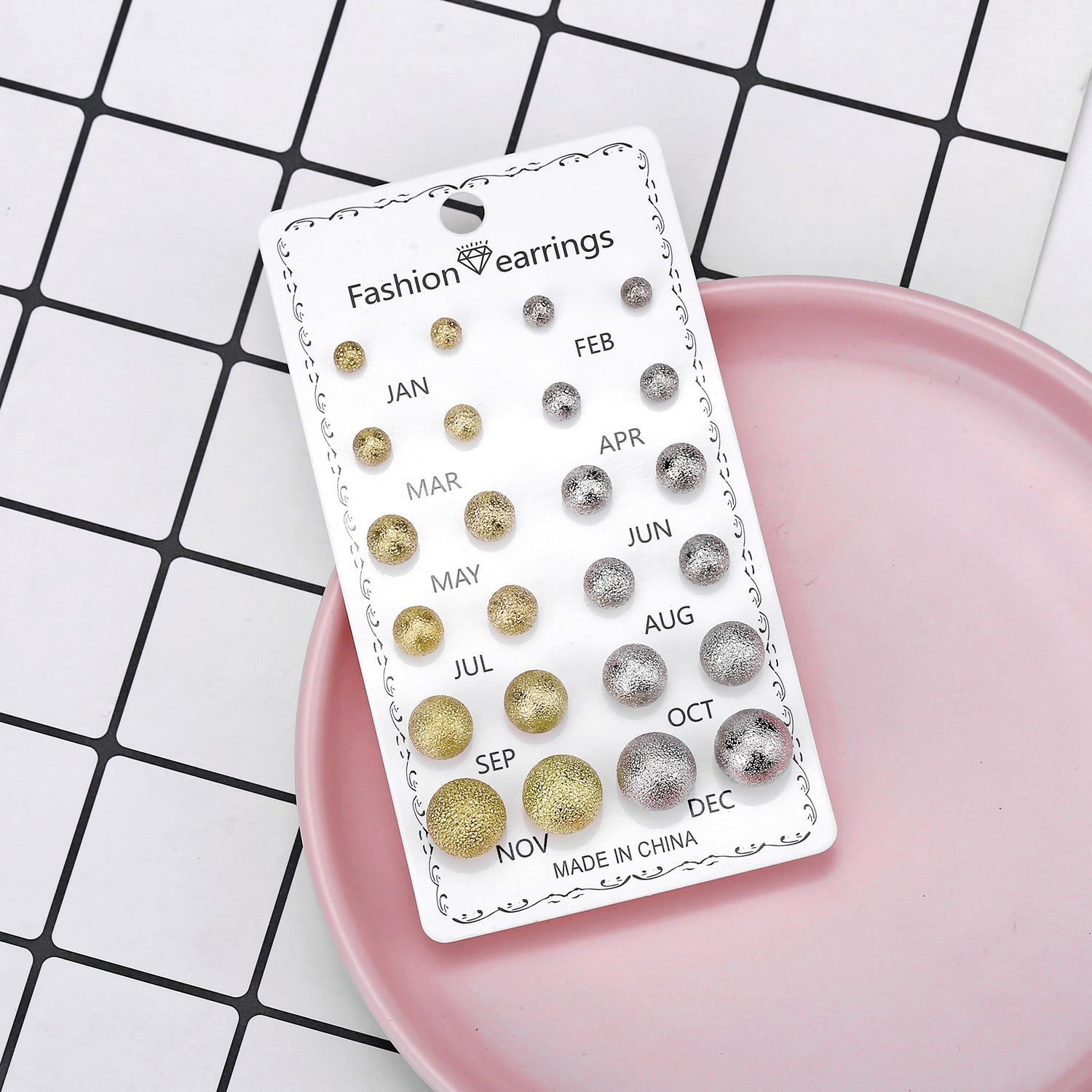 Wholesale 12 Pairs of Circular Rhinestone Crystal Flowers Earrings Set ACC-ES-FanYou006