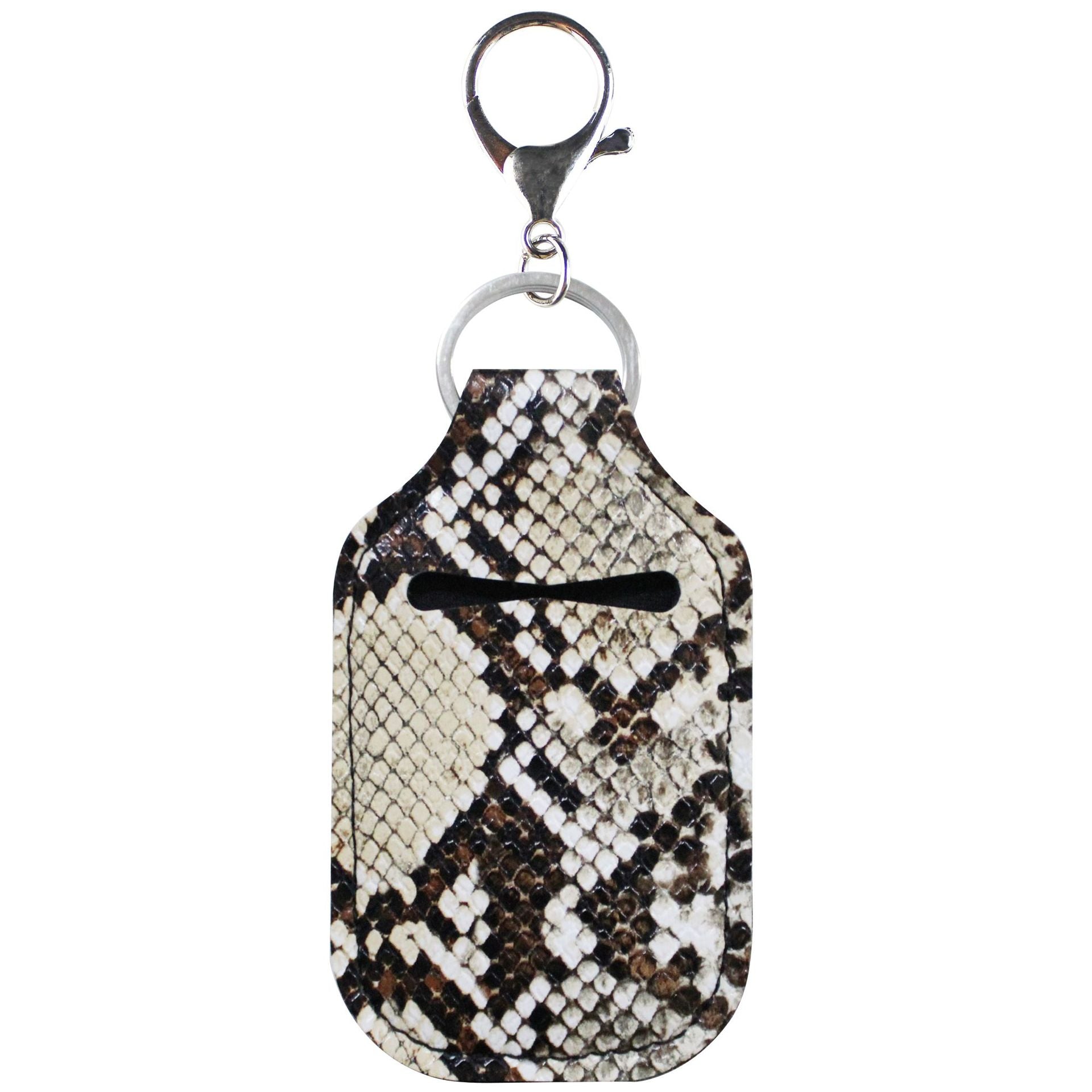Wholesale Leopard Print Black and Red Plaid Hand Sanitizer Leather Case Keychain