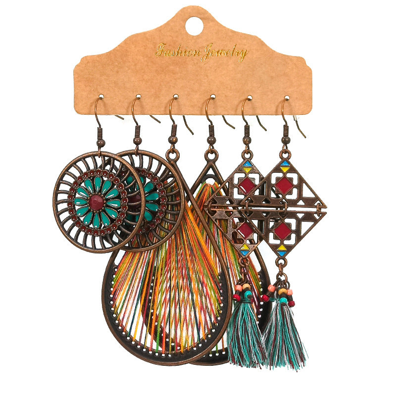 Wholesale Ethnic Bohemian Tassel Earrings Set ACC-ES-HanH016