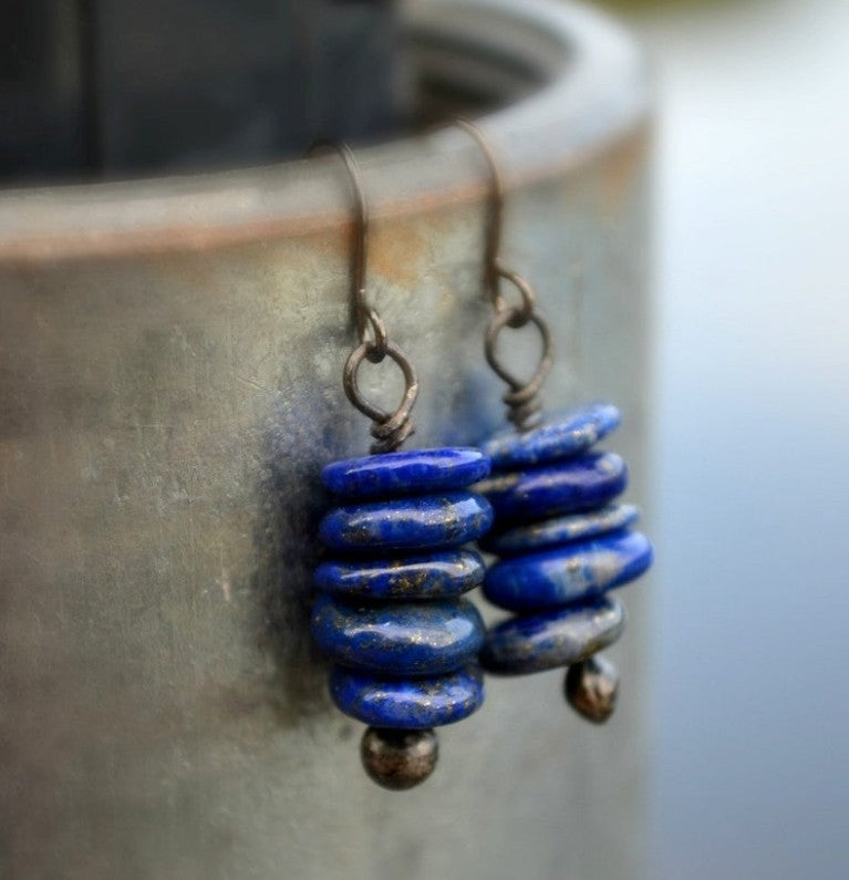 Wholesale Lapis Lazuli Stone Beaded Earrings Creative Fashion Accessory Gift