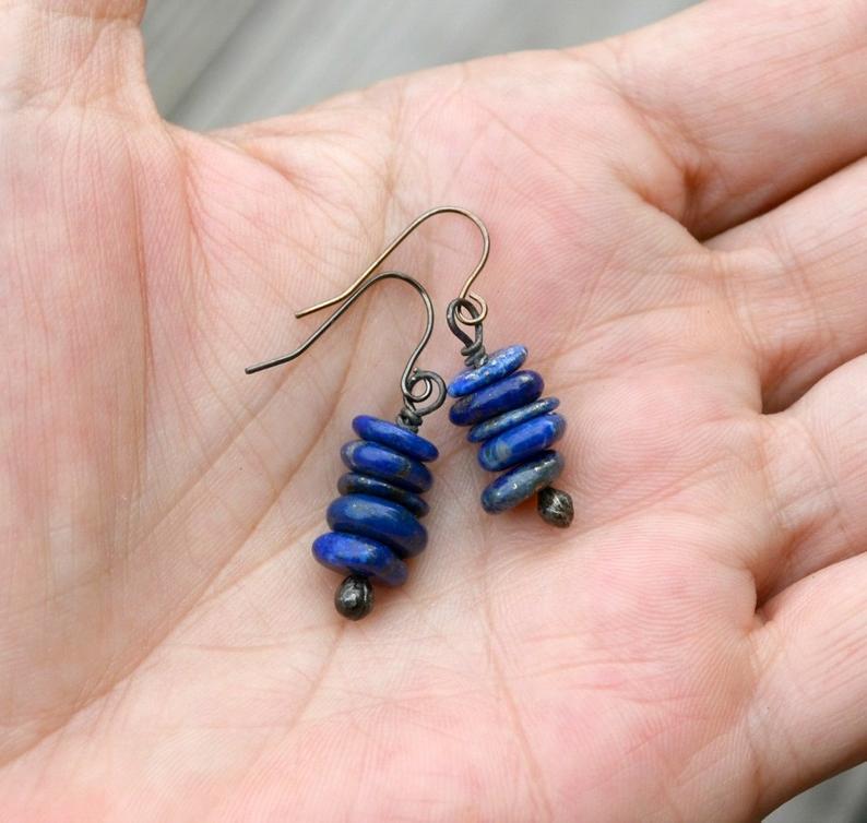 Wholesale Lapis Lazuli Stone Beaded Earrings Creative Fashion Accessory Gift