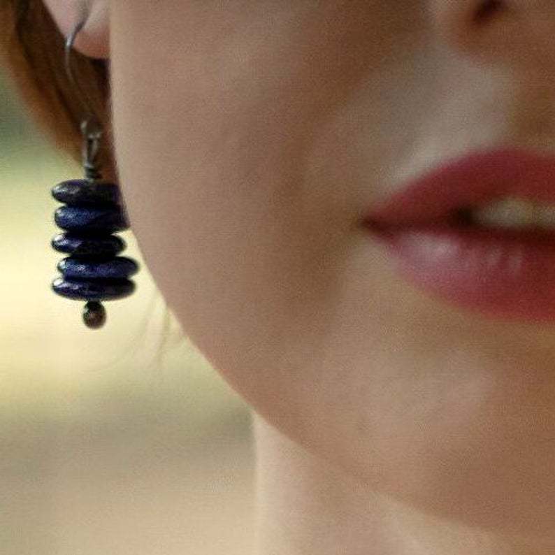 Wholesale Lapis Lazuli Stone Beaded Earrings Creative Fashion Accessory Gift