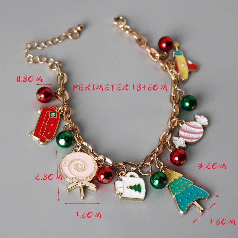 Wholesale Christmas Alloy Oil Drop Christmas Tree Candy Bracelet ACC-BT-HX005