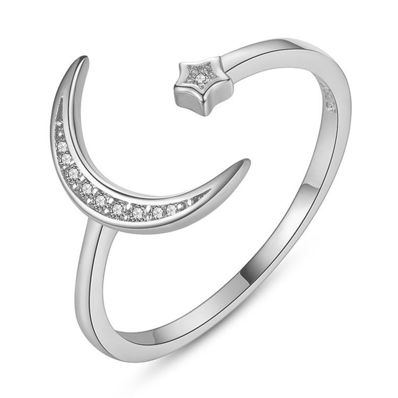 Wholesale 925 sterling silver star moon ring