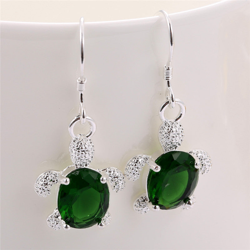 Wholesale Turtle Earrings Copper Plated Silver Zircon Turtle Earrings ACC-ES-YaRL001