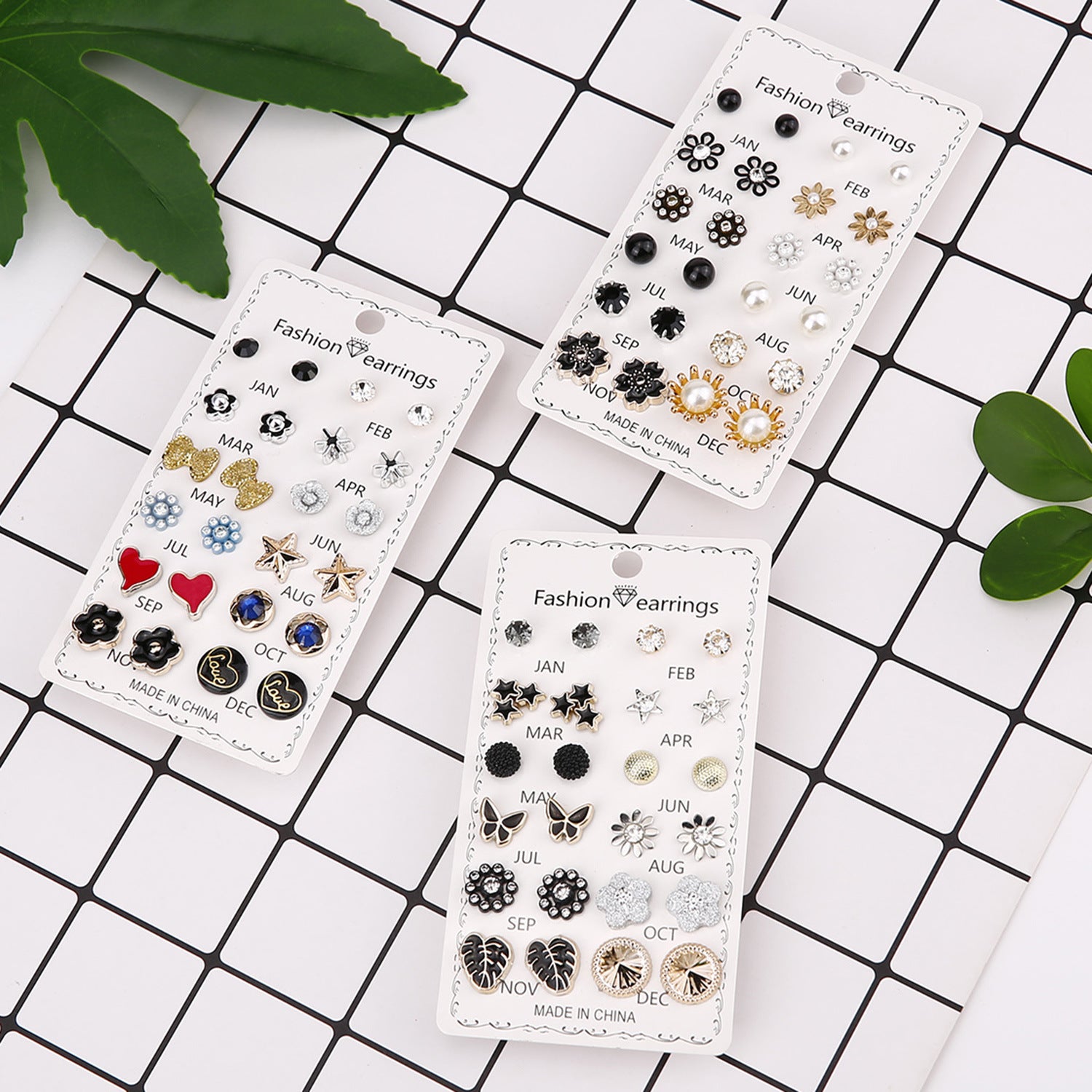 Wholesale 12 Pairs of Circular Rhinestone Crystal Flowers Earrings Set ACC-ES-FanYou006