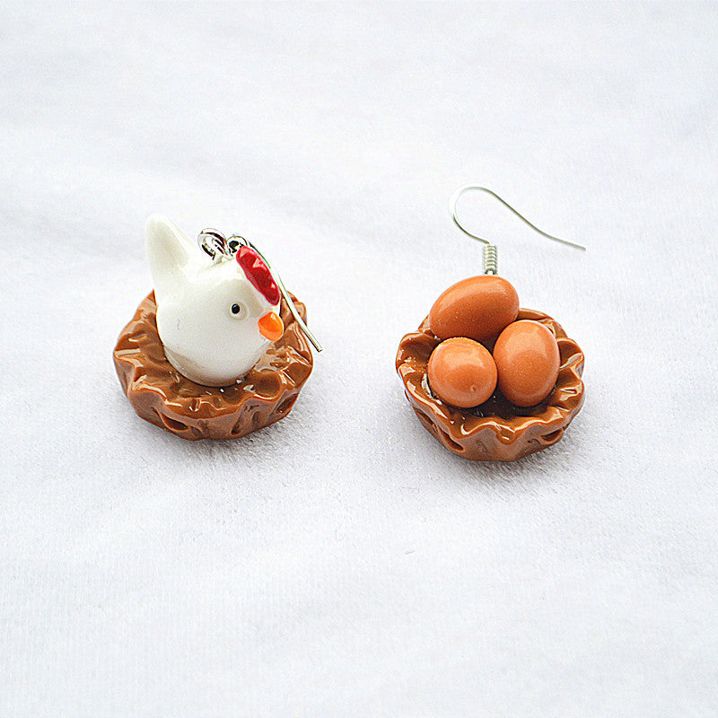 Wholesale Children's Fun Creative Chicken Eggs Three-dimensional Cute Earrings ACC-ES-XN033
