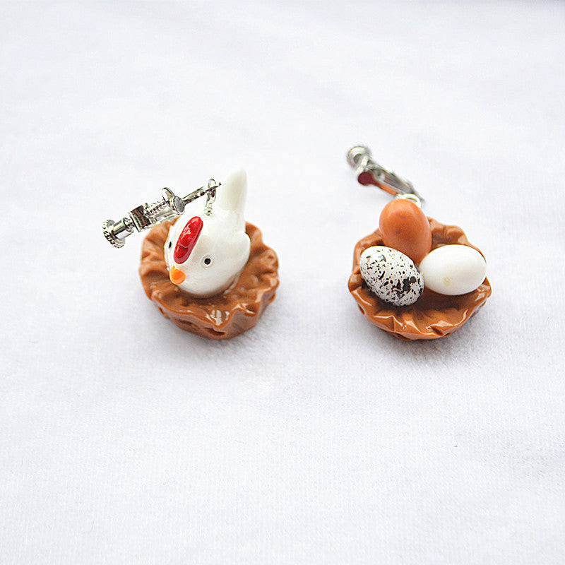 Wholesale Children's Fun Creative Chicken Eggs Three-dimensional Cute Earrings ACC-ES-XN033