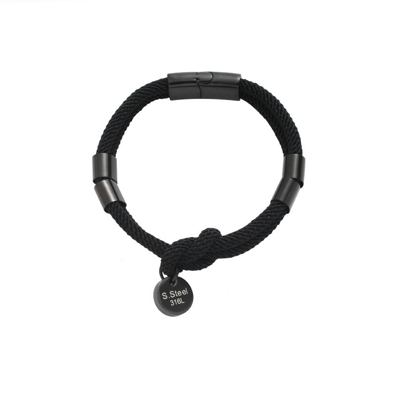Bracciale semplice all'ingrosso in acciaio inossidabile doppio metallo intrecciato fresco
