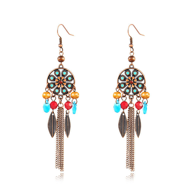 Wholesale Fashion Palace Style Retro Gold Tassel Alloy Earrings Vintage Earrings ACC-ES-HanH017