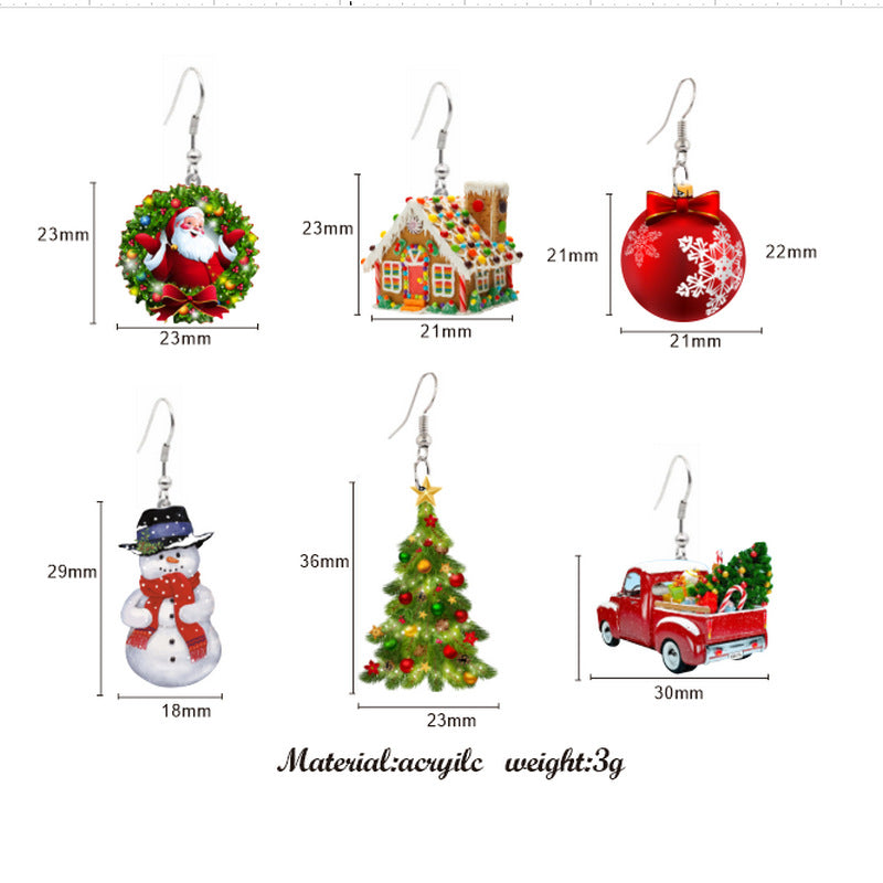 Wholesale  Santa Candy House Earrings Christmas Acrylic Earrings