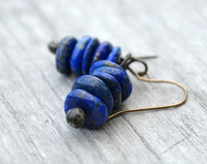 Wholesale Lapis Lazuli Stone Beaded Earrings Creative Fashion Accessory Gift