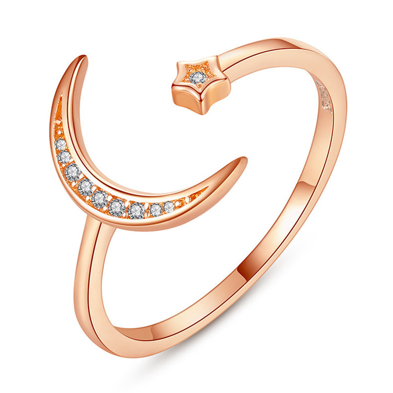 Wholesale 925 sterling silver star moon ring