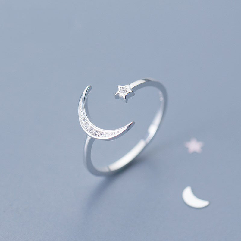 Wholesale 925 sterling silver star moon ring