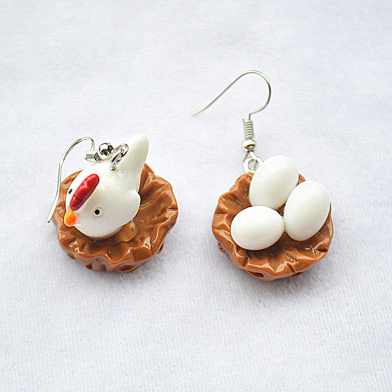 Wholesale Children's Fun Creative Chicken Eggs Three-dimensional Cute Earrings ACC-ES-XN033