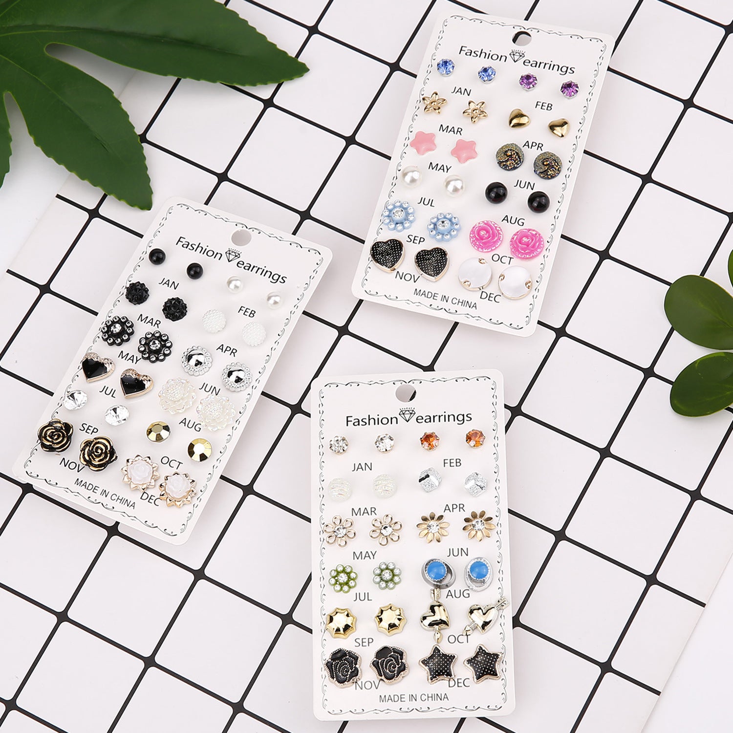 Wholesale 12 Pairs of Circular Rhinestone Crystal Flowers Earrings Set ACC-ES-FanYou006