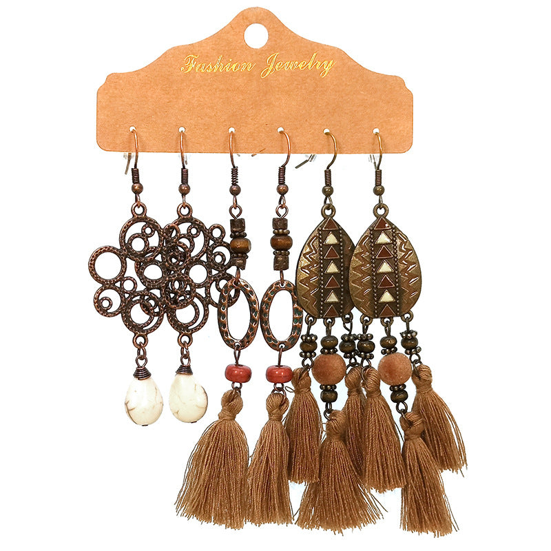 Wholesale Ethnic Bohemian Tassel Earrings Set ACC-ES-HanH016