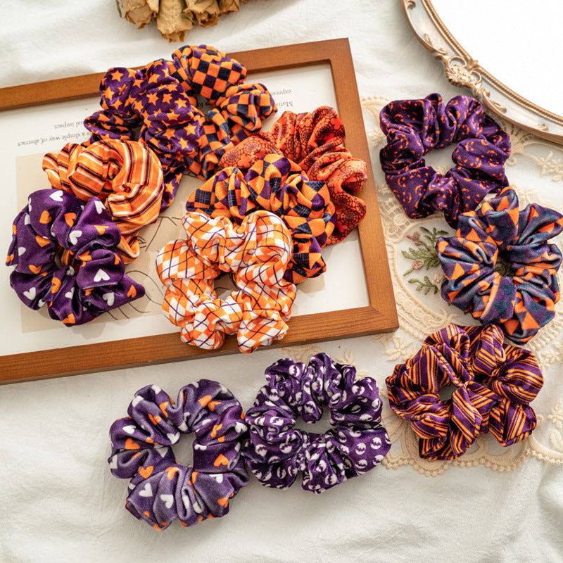 Wholesale 12pcs Halloween Series Flannel Large Intestine Hair Bands Hair Scrunchies ACC-HS-SanTai017