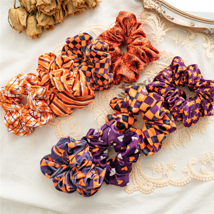 Wholesale 12pcs Halloween Series Flannel Large Intestine Hair Bands Hair Scrunchies ACC-HS-SanTai017