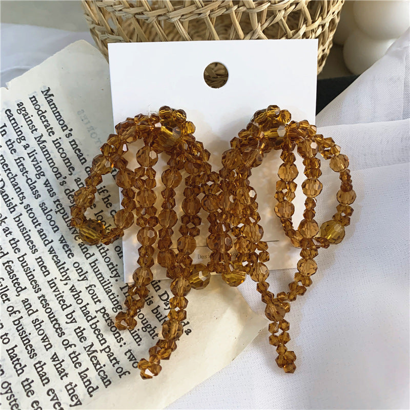 Wholesale Handmade Beaded Woven Crystal Bowknot Metal Earrings ACC-ES-ZongMei002