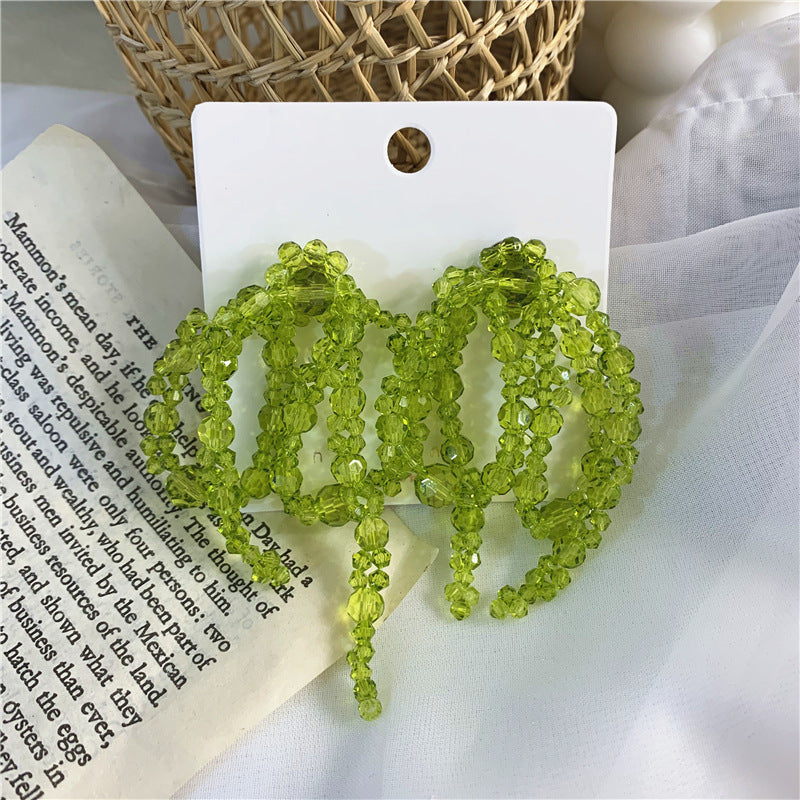 Wholesale Handmade Beaded Woven Crystal Bowknot Metal Earrings ACC-ES-ZongMei002