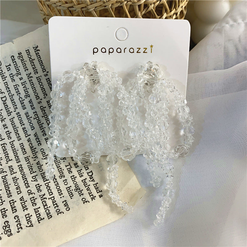 Wholesale Handmade Beaded Woven Crystal Bowknot Metal Earrings ACC-ES-ZongMei002