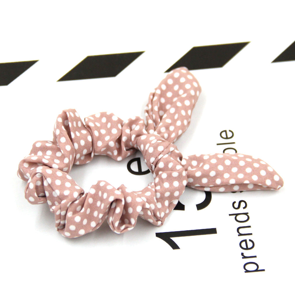Wholesale Small wave dot knot rabbit ears hair ring Korean women' s head rope hair band