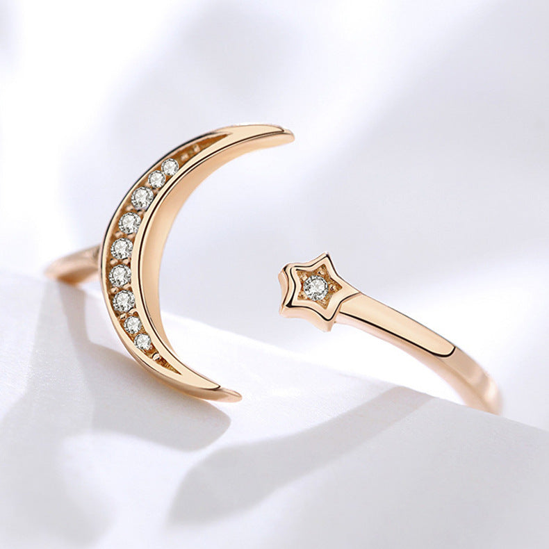 Wholesale 925 sterling silver star moon ring