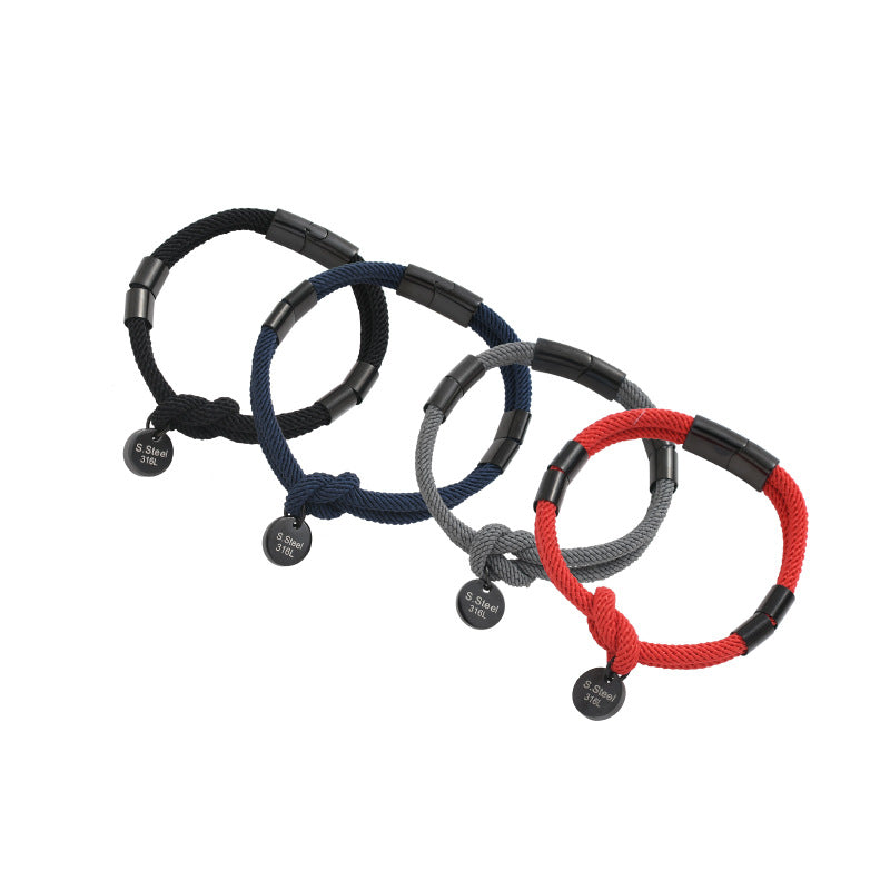 Bracciale semplice all'ingrosso in acciaio inossidabile doppio metallo intrecciato fresco