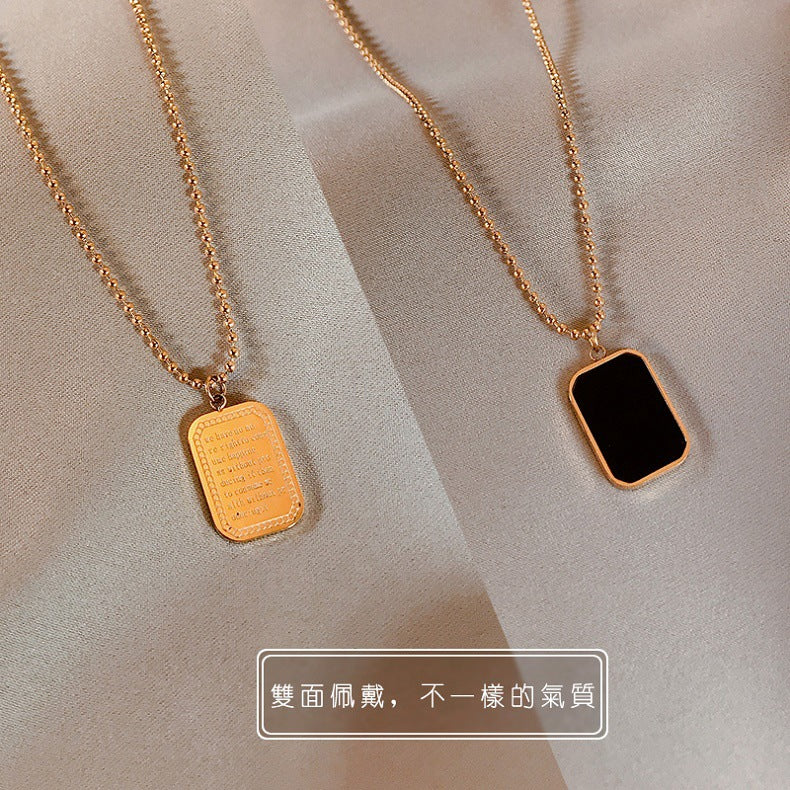Wholesale Double-sided Wear Pendant Dark Titanium Steel Necklace
